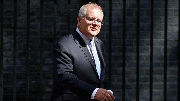 Scott Morrison, primeiro-ministro da Austrália, deixa Downing Street em Londres, Reino Unido, 15 de junho de 2021 - Sputnik Brasil