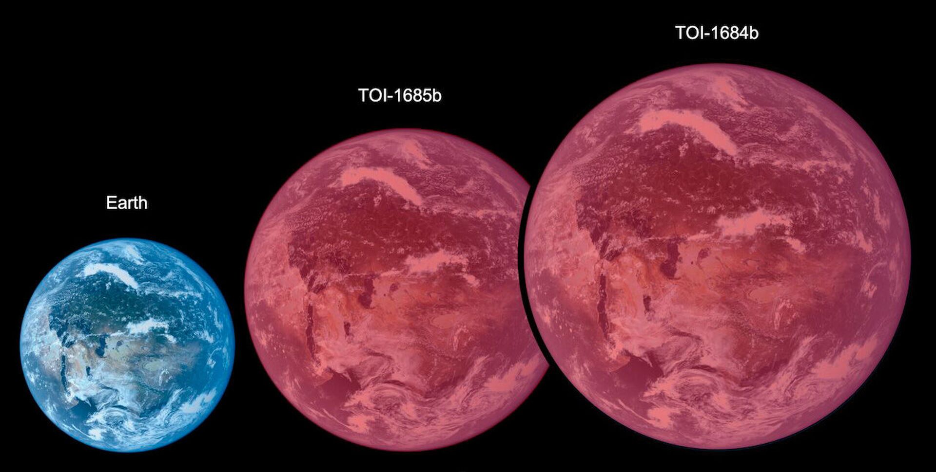 Dimensões dos planetas TOI-1634 e TOI-1685 em comparação com a Terra - Sputnik Brasil, 1920, 09.11.2021