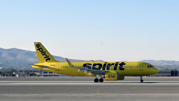 Avião da companhia aérea Spirit Airlines no Aeroporto Internacional de Las Vegas (imagem referencial) - Sputnik Brasil
