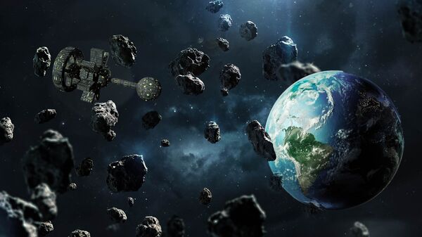 Asteroides caindo em direção à Terra (imagem referencial) - Sputnik Brasil