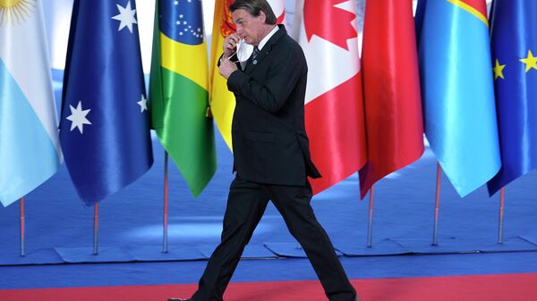 Presidente do Brasil, Jair Bolsonaro, chega à cúpula do G20 em Roma, Itália, 30 de outubro de 2021 - Sputnik Brasil