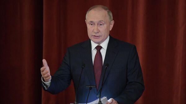 Vladimir Putin, presidente russo, participa de reunião do Ministério das Relações Exteriores da Rússia, 18 de novembro de 2021 - Sputnik Brasil