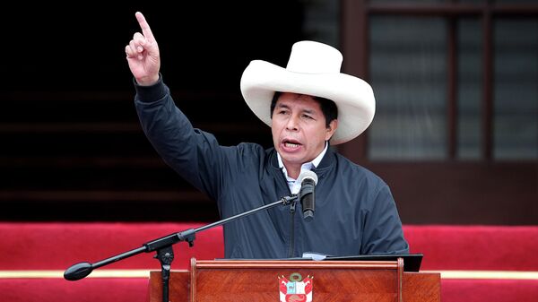 O presidente peruano Pedro Castillo durante uma cerimônia, em Lima, no Peru, no dia 22 de novembro de 2021 (foto de arquivo) - Sputnik Brasil