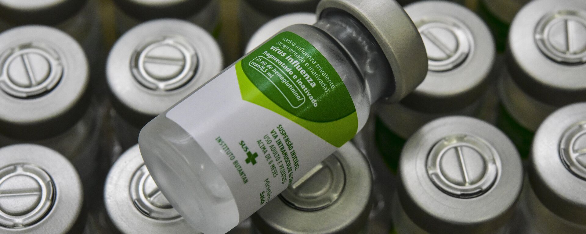 Frascos da vacina H1N1 produzida pelo Instituto Butantan, de São Paulo, em foto de arquivo de 5 de maio de 2016 Frascos da vacina H1N1 produzida pelo Instituto Butantan, de São Paulo, em foto de arquivo de 5 de maio de 2016 - Sputnik Brasil, 1920, 17.12.2021