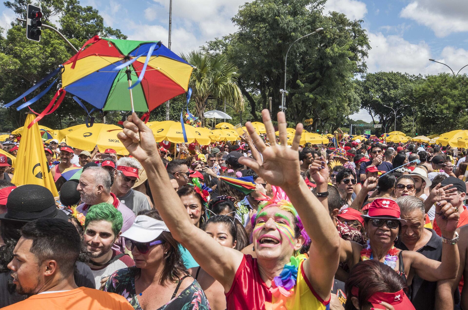 Cortejo do bloco Galo da Madrugada toma a avenida Pedro Álvares Cabral, no Ibirapuera, na zona sul de São Paulo, em 25 de fevereiro de 2020 - Sputnik Brasil, 1920, 22.04.2022