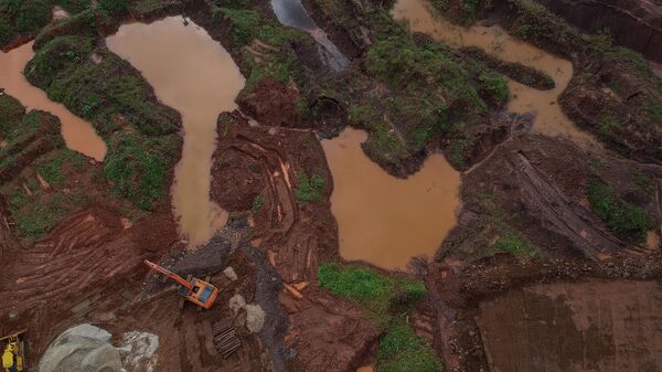 Vista aérea da lama do Córrego do Feijão, em Brumadinho (MG) - Sputnik Brasil