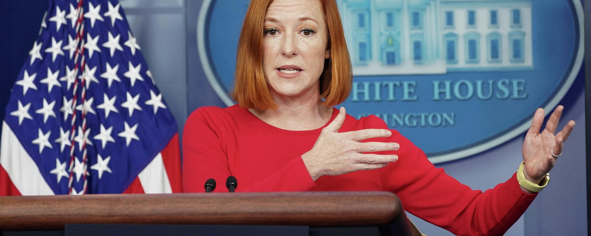 Jen Psaki, porta-voz da Casa Branca, fala durante briefing na Casa Branca, Washington, EUA, 5 de janeiro de 2022 - Sputnik Brasil, 1920, 14.01.2022