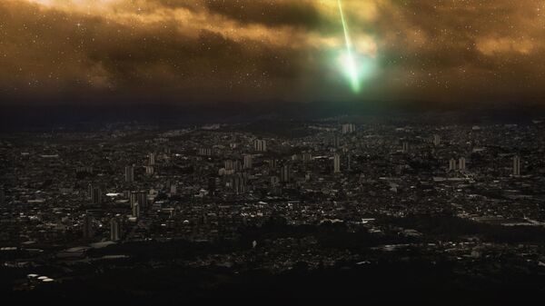 Meteoro caindo sobre cidade (imagem referencial) - Sputnik Brasil