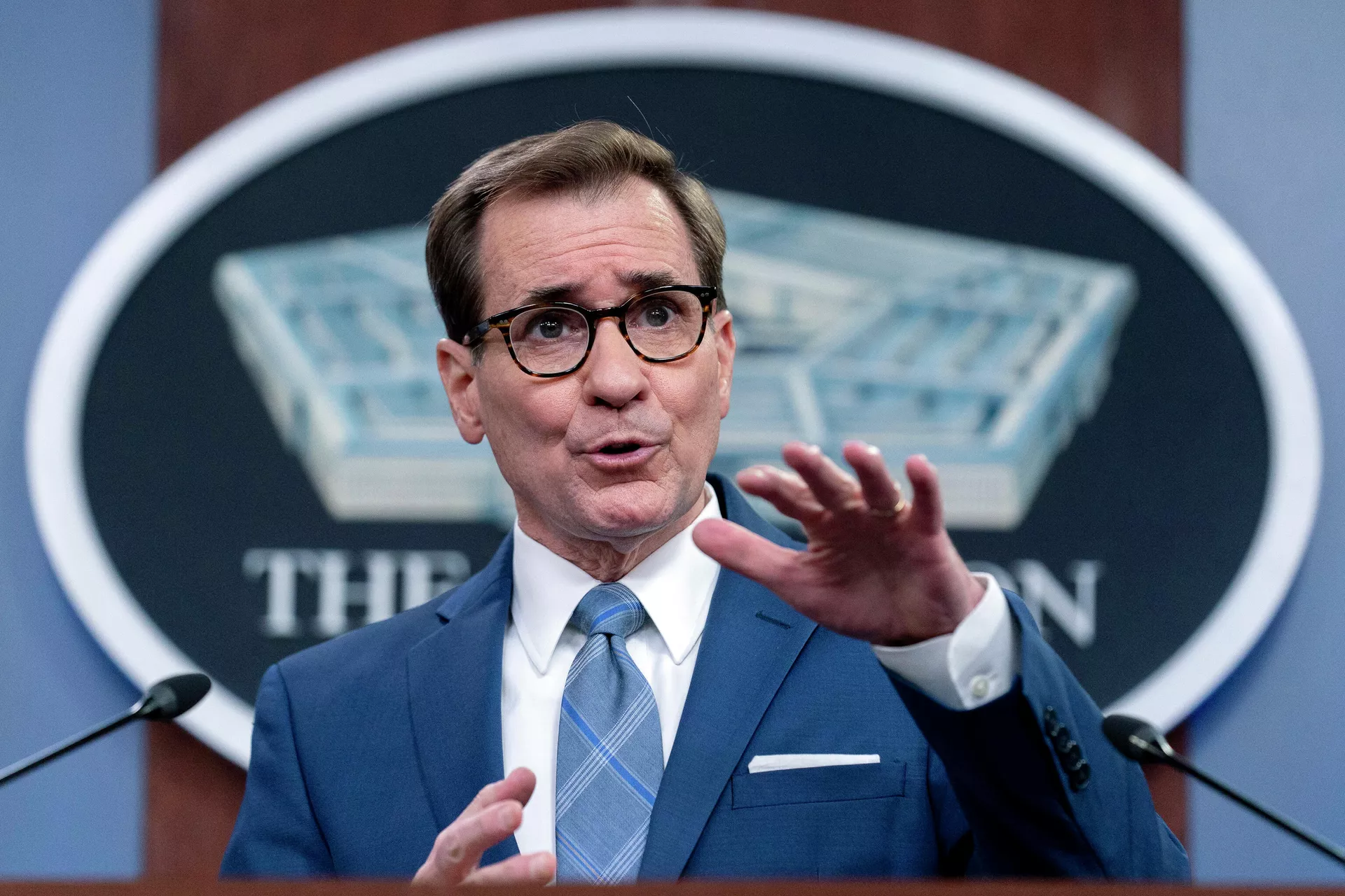 John Kirby, secretário de imprensa do Pentágono, durante briefing no Pentágono em Washington, EUA, 3 de fevereiro de 2022 - Sputnik Brasil, 1920, 15.02.2022