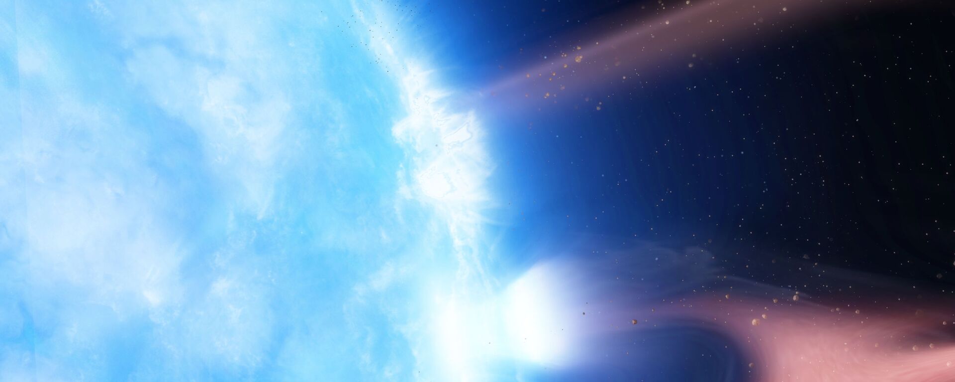 Representação artística de material planetário impactando a superfície de uma estrela anã branca G29-38  - Sputnik Brasil, 1920, 13.02.2026