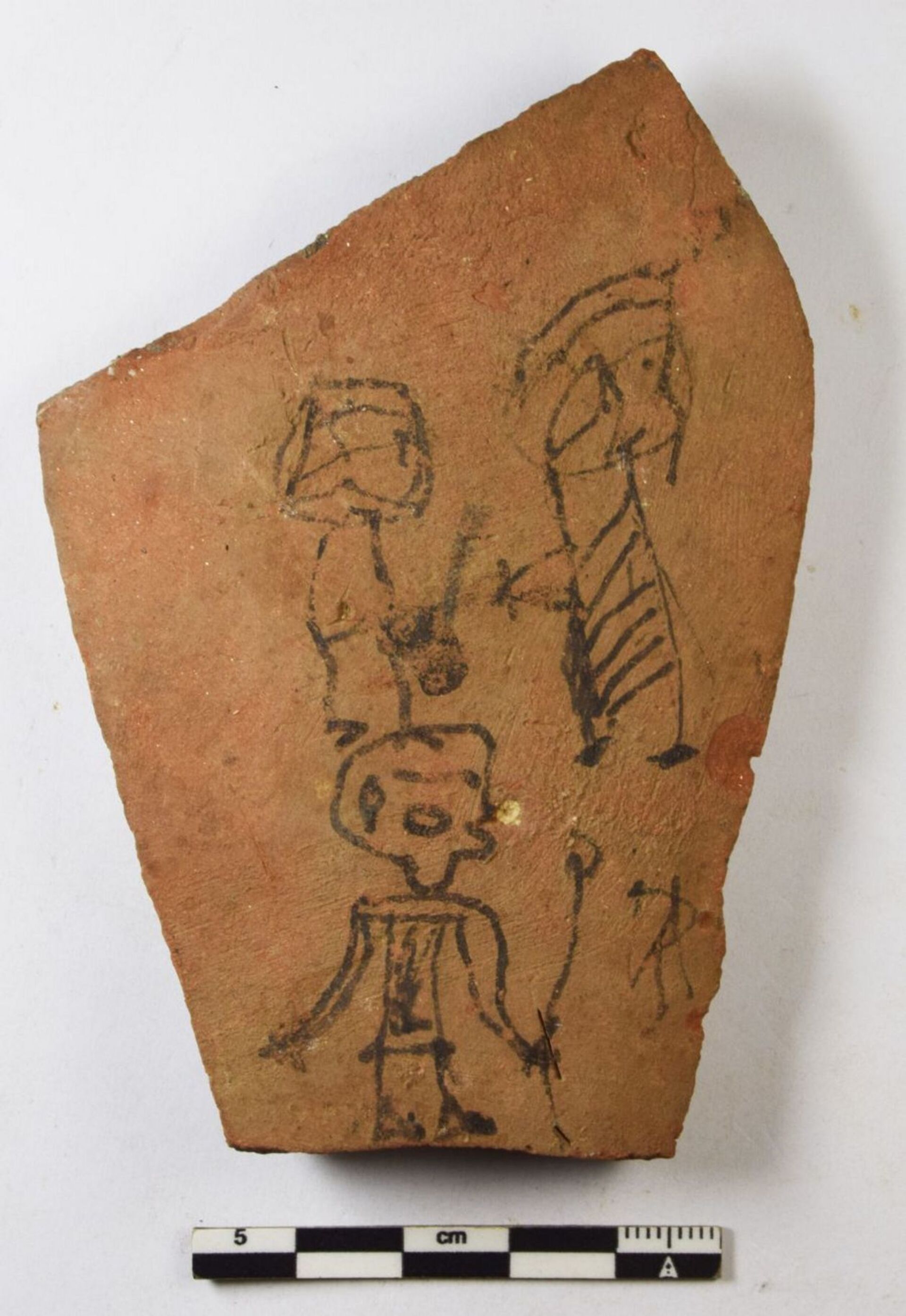 Detalhe de óstraco com o que especialistas acreditam ser o desenho de uma criança - Sputnik Brasil, 1920, 21.02.2022