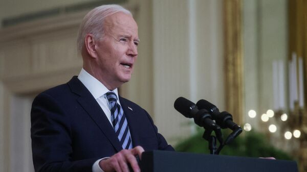 Joe Biden, presidente dos EUA, fala sobre operação especial da Rússia na Ucrânia na Casa Branca, Washington, EUA, 24 de fevereiro de 2022 - Sputnik Brasil