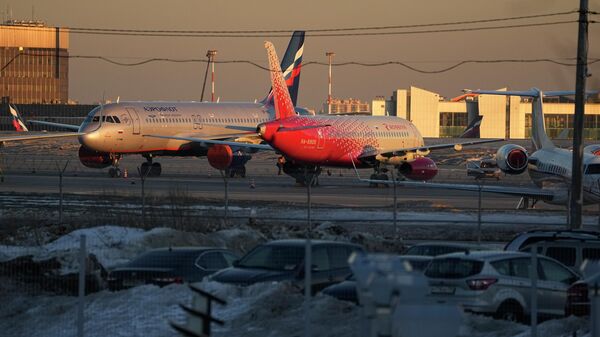 Os aviões de passageiros da Aeroflot estacionados no aeroporto de Sheremetyevo, arredores de Moscou, Rússia, terça-feira, 1º de março de 2022 - Sputnik Brasil