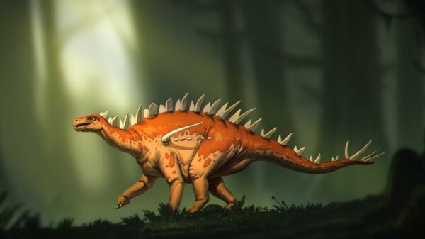 Representação artística do Bashanosaurus primitivus, a mais nova espécie de estegossauro - Sputnik Brasil