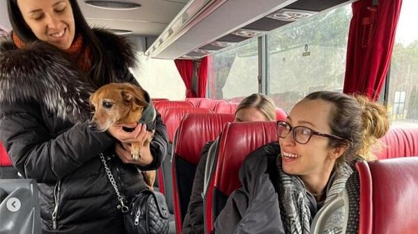 A brasileira Vanessa, que deixou a Ucrânia com seu cachorro, em 4 de março de 2022 - Sputnik Brasil