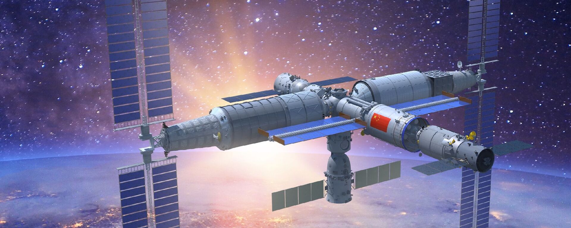 Representação em 3D da estação espacial Tiangong com todos os módulos instalados - Sputnik Brasil, 1920, 23.11.2022