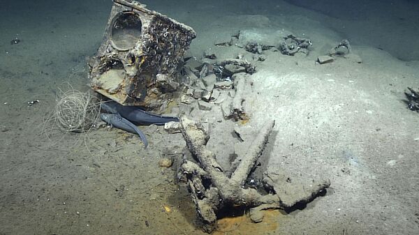 Imagem tirada em fevereiro de 2022 mostra o que pesquisadores acreditam ser restos do único naufrágio conhecido de um navio baleeiro no golfo do México - Sputnik Brasil