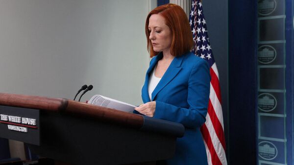 Jen Psaki, secretária de imprensa norte-americana, durante briefing na Casa Branca em Washington, EUA, 21 de março de 2022 - Sputnik Brasil