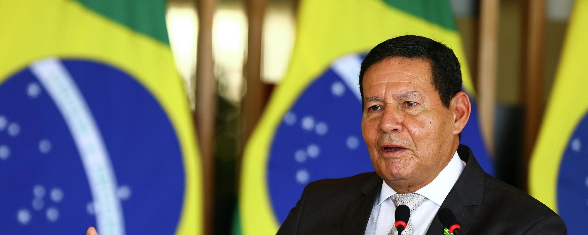 O vice-presidente da República, Hamilton Mourão, dá entrevista coletiva após a 7ª Reunião do Conselho Nacional da Amazônia Legal (foto de arquivo) - Sputnik Brasil, 1920, 18.04.2022