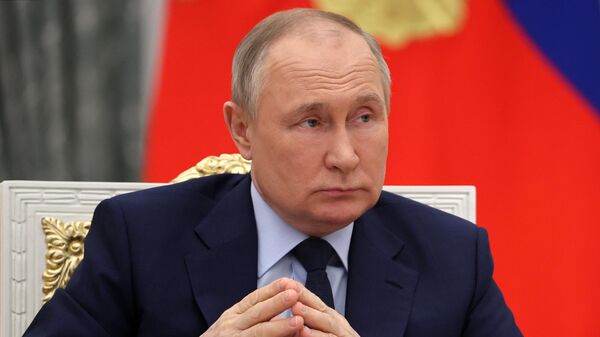 Presidente da Rússia, Vladimir Putin, durante um evento em 20 de abril de 2022 - Sputnik Brasil