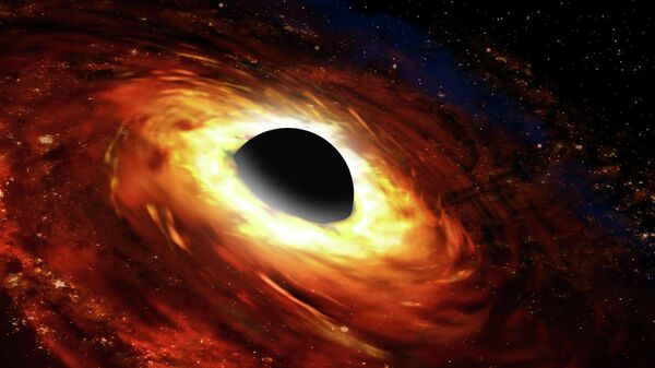 Buracos negros supermassivos são encontrados no centro das galáxias, mastigando gás e poeira que são atraídos para seu forte campo gravitacional. Eles são cercados por um disco de acreção de material quente e rodopiante - Sputnik Brasil