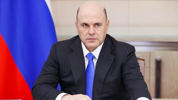 O primeiro-ministro da Rússia, Mikhail Mishustin, realiza videoconferência com os vice-primeiros-ministros da Federação da Rússia, em Moscou, 25 de abril de 2022. - Sputnik Brasil