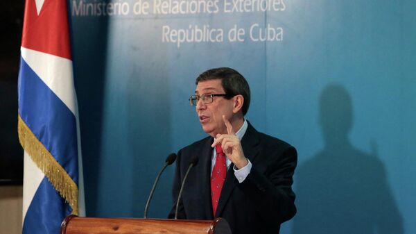 Bruno Rodríguez, ministro das Relações Exteriores cubano, durante coletiva de imprensa na sede do ministério em Havana, Cuba, 25 de abril de 2022 - Sputnik Brasil