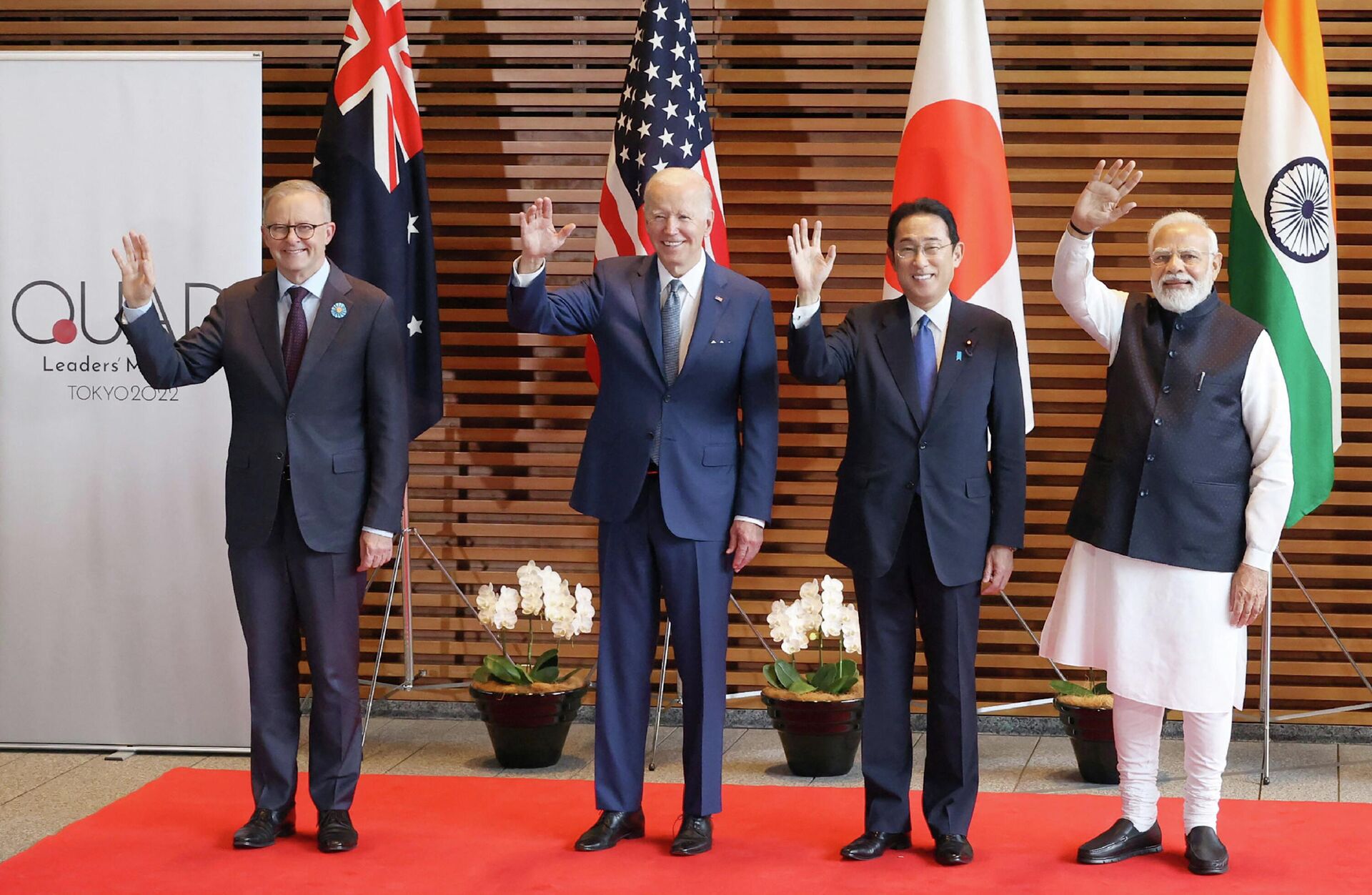 Primeiro-ministro da Austrália, Anthony Albanese, o presidente dos EUA, Joe Biden, o premiê do Japão, Fumio Kishida, e o premiê da Índia, Narendra Modi, durante cúpula do Quad em Tóquio, 24 de maio de 2022 - Sputnik Brasil, 1920, 24.05.2022