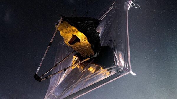 Ilustração artística do Telescópio James Webb da NASA com seu escudo solar - Sputnik Brasil