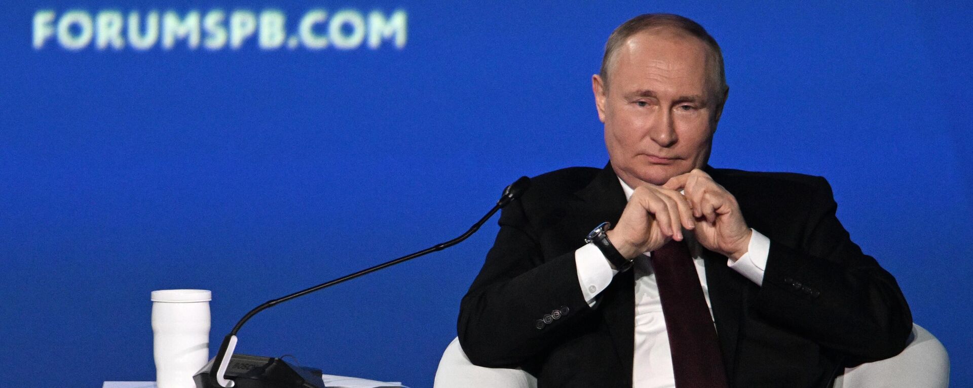 O presidente russo, Vladimir Putin, participa de uma sessão plenária do 25º Fórum Econômico Internacional de São Petersburgo (SPIEF, na sigla em inglês), na Rússia, em 17 de junho de 2022 - Sputnik Brasil, 1920, 29.06.2022