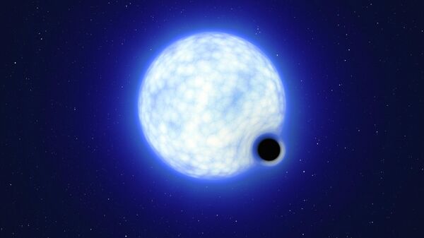 Buraco negro adormecido VFTS 243 descoberto na região da Nebulosa da Tarântula da Grande Nuvem de Magalhães (representação artística) - Sputnik Brasil
