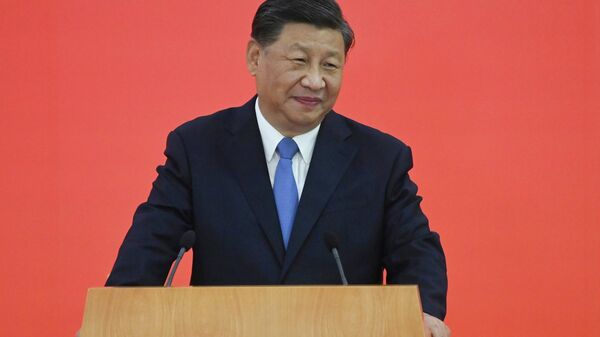 O presidente da China, Xi Jinping, discursa durante visita a Hong Kong, em 30 de junho de 2022 - Sputnik Brasil