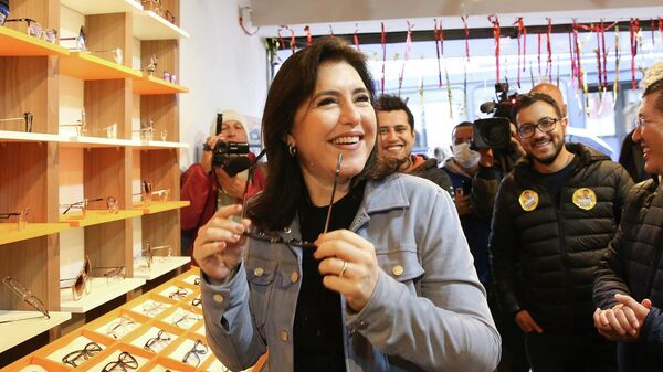 Simone Tebet durante ato de campanha em São Paulo - Sputnik Brasil