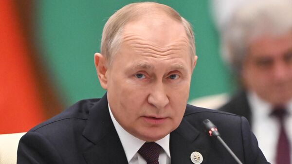 Vladimir Putin, presidente da Rússia, participa de cúpula da Organização de Cooperação de Xangai (SCO, na sigla em inglês) em 16 de setembro de 2022 - Sputnik Brasil