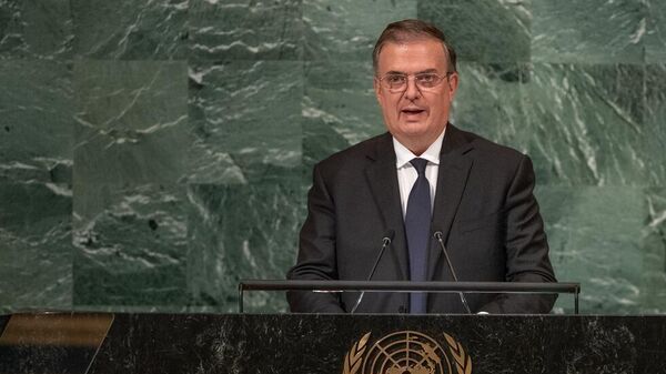 O chanceler do México, Marcelo Ebrard, discursa na Assembleia Geral da ONU. Nova York, 22 de setembro de 2022. - Sputnik Brasil