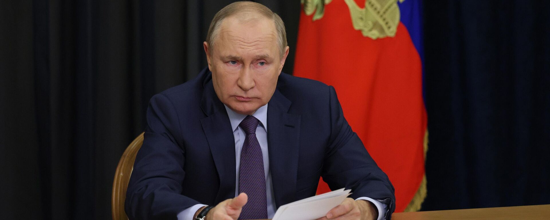 Presidente da Rússia, Vladimir Putin, durante reunião em formato de videoconferência sobre assuntos agrários, 27 de setembro de 2022 - Sputnik Brasil, 1920, 15.01.2023