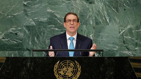 O ministro das Relações Exteriores de Cuba, Bruno Rodríguez Parrilla, discursa na 77ª sessão da Assembleia Geral das Nações Unidas, na sede da organização, em 21 de setembro de 2022 - Sputnik Brasil