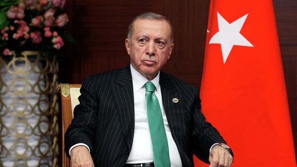 Recep Tayyip Erdogan em Astana, no Cazaquistão, em 13 de outubro de 2022 - Sputnik Brasil