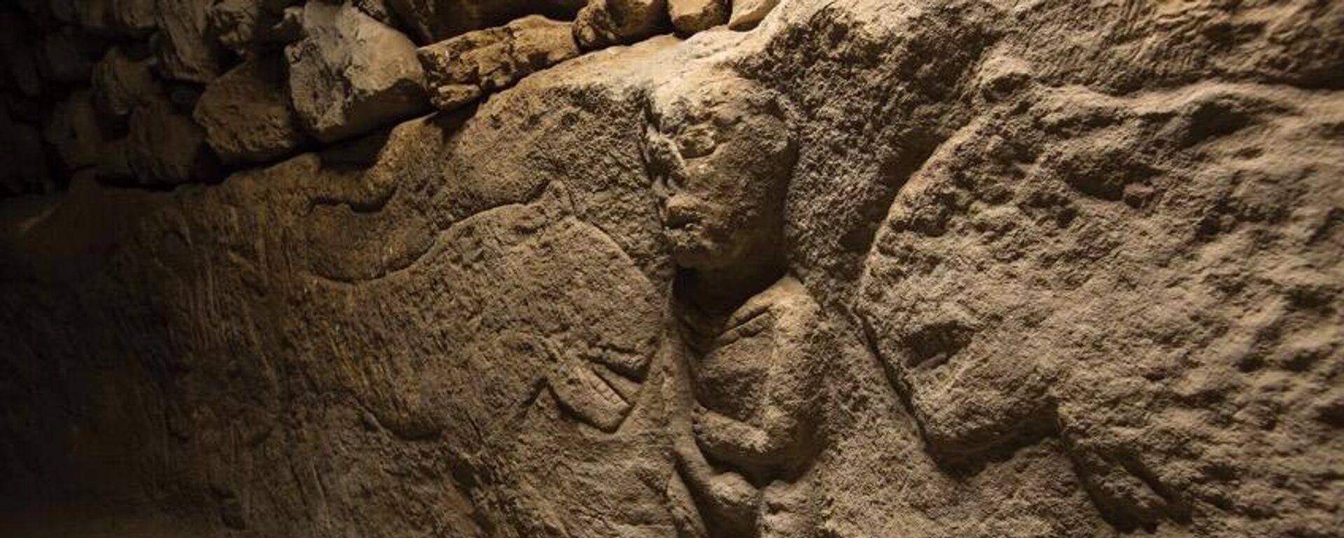 Baixo-relevo de 11 mil anos é encontrado na Turquia representando um homem segurando a genitália e cercado por leopardos - Sputnik Brasil, 1920, 23.05.2025