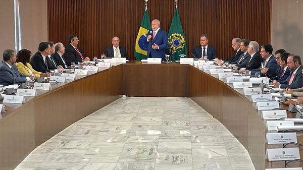 Luiz Inácio Lula da Silva (PT) faz a primeira reunião ministerial de seu terceiro mandato, no Palácio do Planalto. Brasília (DF), 6 de janeiro de 2023 - Sputnik Brasil