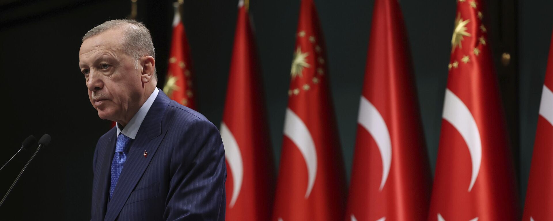 Nesta foto divulgada pela Presidência turca, o presidente da Turquia, Recep Tayyip Erdogan, fala após uma reunião de gabinete em Ancara, Turquia, 23 de janeiro de 2023 - Sputnik Brasil, 1920, 30.03.2023