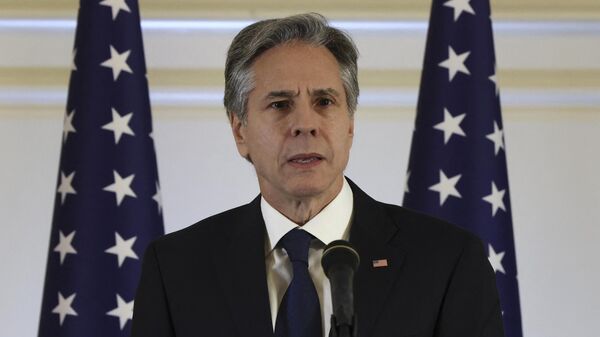 O secretário de Estado dos EUA, Antony Blinken, fala durante uma coletiva de imprensa no Waldorf Astoria em Jerusalém em 31 de janeiro de 2023 - Sputnik Brasil