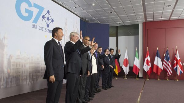 Líderes do G7 durante cúpula da organização em Bruxelas, Bélgica, 5 de junho de 2014 - Sputnik Brasil