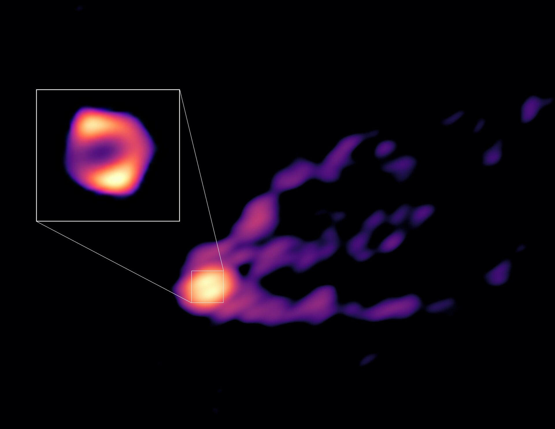 Uma equipe de astrônomos revelou a primeira imagem direta de um buraco negro expulsando um potente jato de matéria - Sputnik Brasil, 1920, 27.04.2023