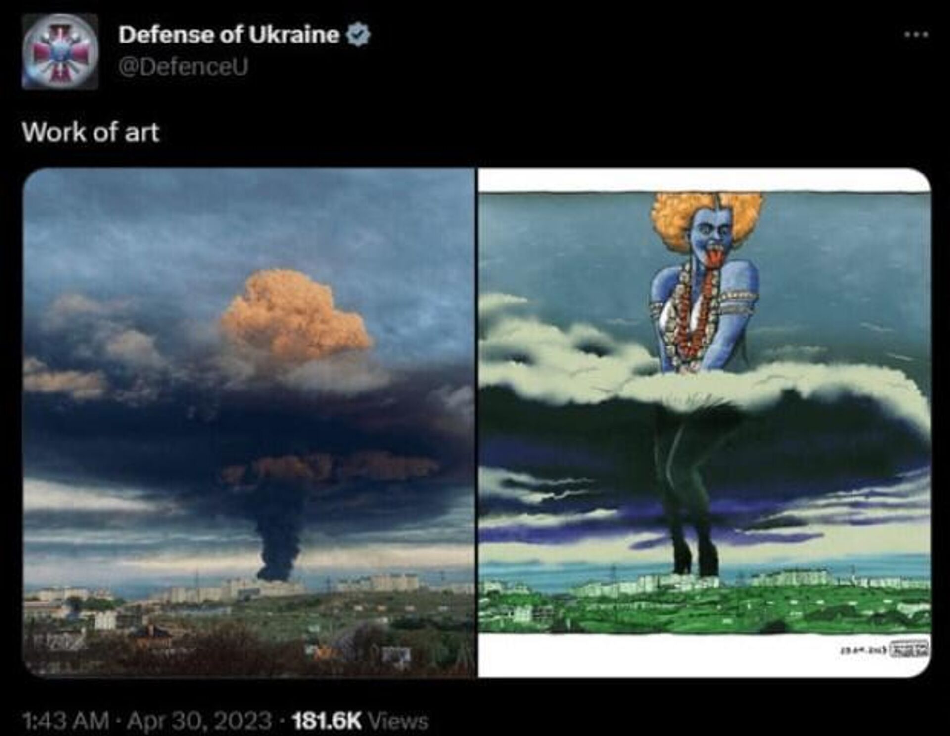 O Ministério da Defesa ucraniano retirou um tweet no qual aparecia uma imagem da deusa hindu Kali - Sputnik Brasil, 1920, 01.05.2023