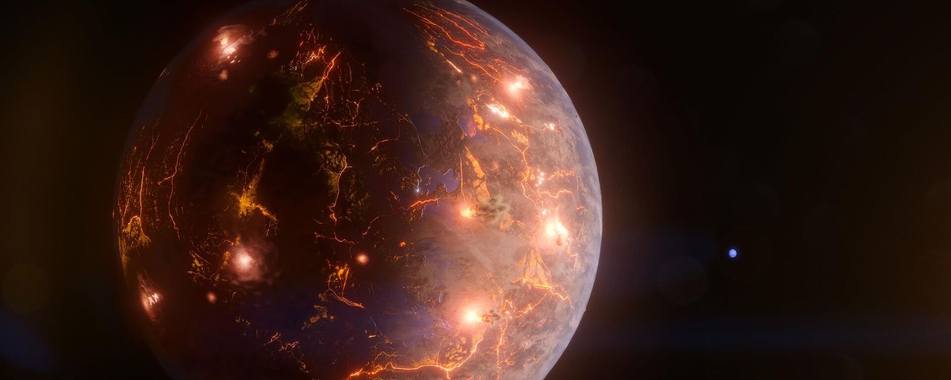 Exoplaneta coberto de vulcões é descoberto a 90 anos-luz da Terra Exoplaneta coberto de vulcões é descoberto a 90 anos-luz da Terra - Sputnik Brasil, 1920, 15.12.2025
