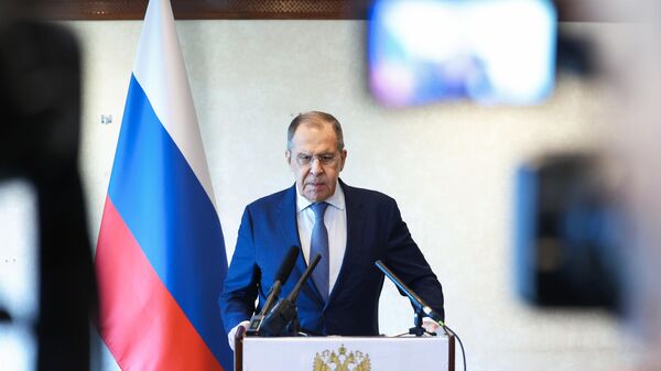 Ministro das Relações Exteriores da Rússia, Sergei Lavrov durante coletiva de imprensa após conversações em Nairóbi, no Quênia - Sputnik Brasil