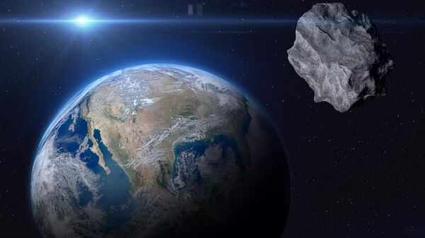 Ilustração de um asteroide orbitando o Sol perto da Terra - Sputnik Brasil