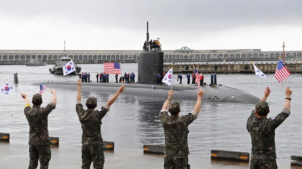 Submarino de propulsão nuclear dos EUA USS Annapolis chega à Coreia do Sul, na base naval na ilha Jeju. Coreia do Sul, 24 de julho de 2023 - Sputnik Brasil
