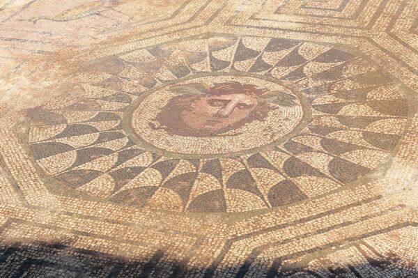 A cabeça de Medusa, um fragmento de um mosaico romano descoberto na zona arqueológica de La Huerta de Otero - Sputnik Brasil